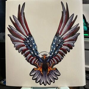 Patriotic USA Flag Bald Eagle Wall Art Decor Sticker